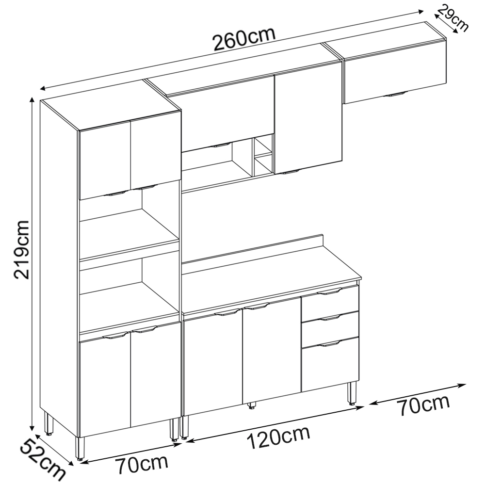 Cozinha Modulada 4 Peças FI0003 Avena Grafito Demobile