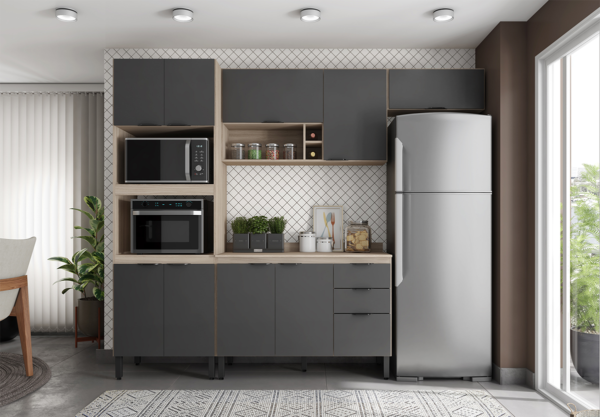 Cozinha Modulada 4 Peças FI0003 Avena Grafito Demobile