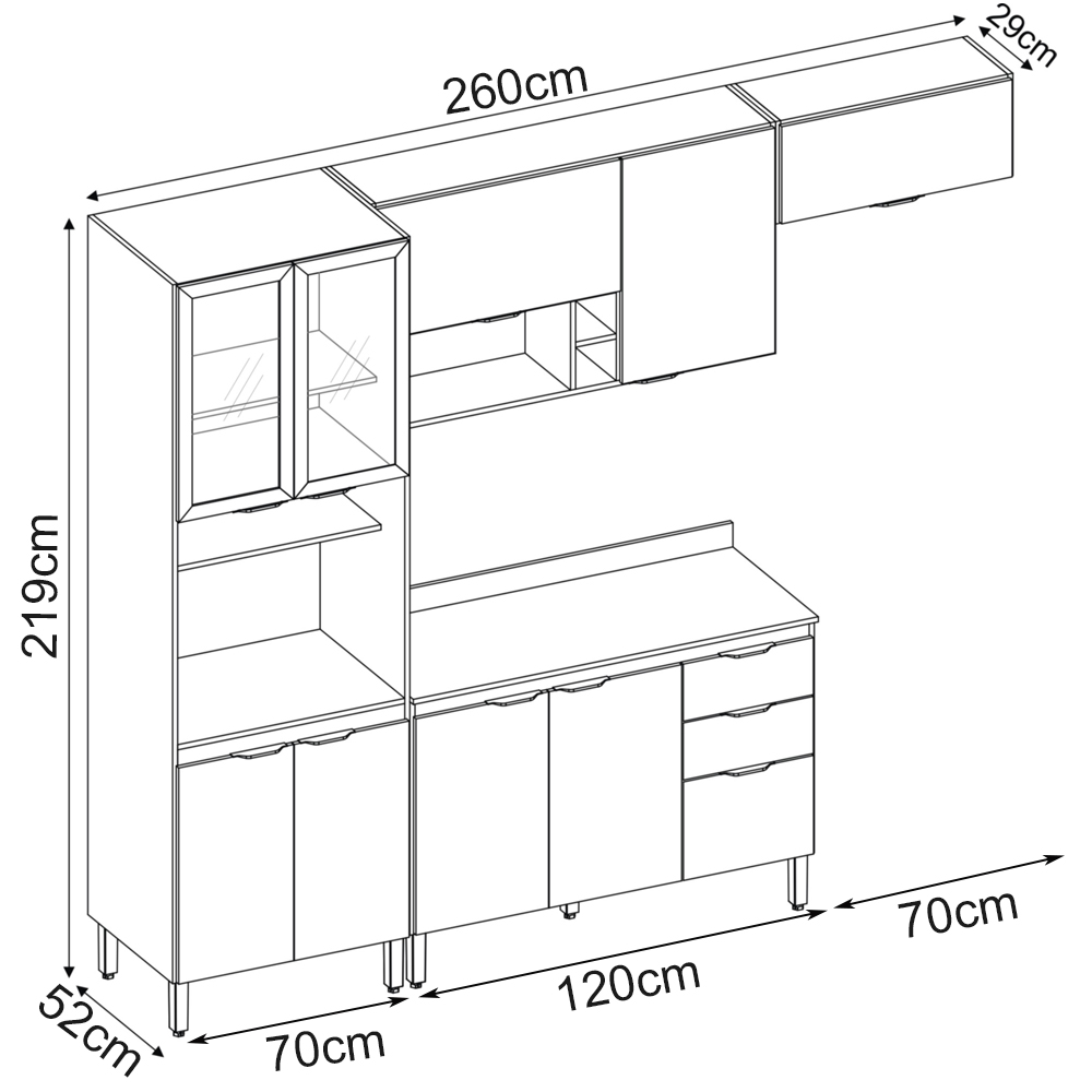 Cozinha Modulada 4 Peças FI0006 Amendola Branco Demobile