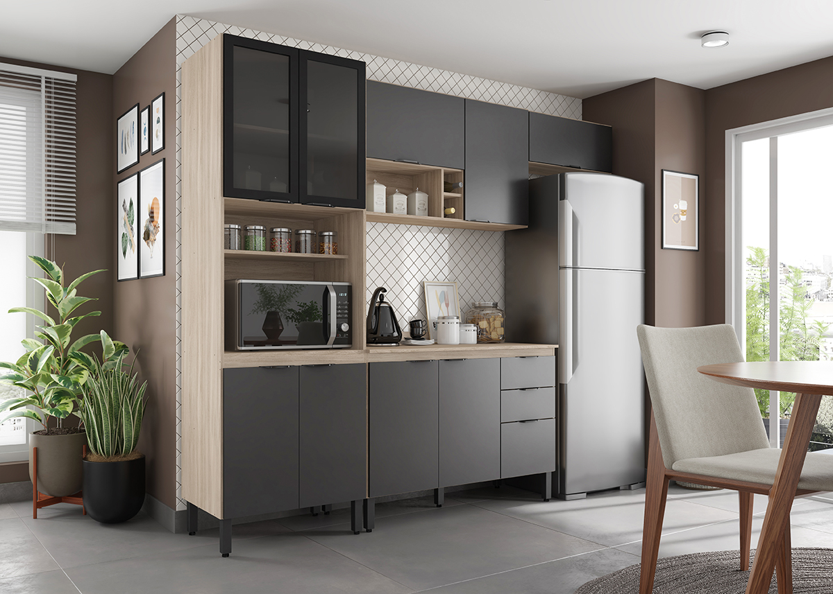 Cozinha Modulada 4 Peças FI0006 Avena Grafito Demobile