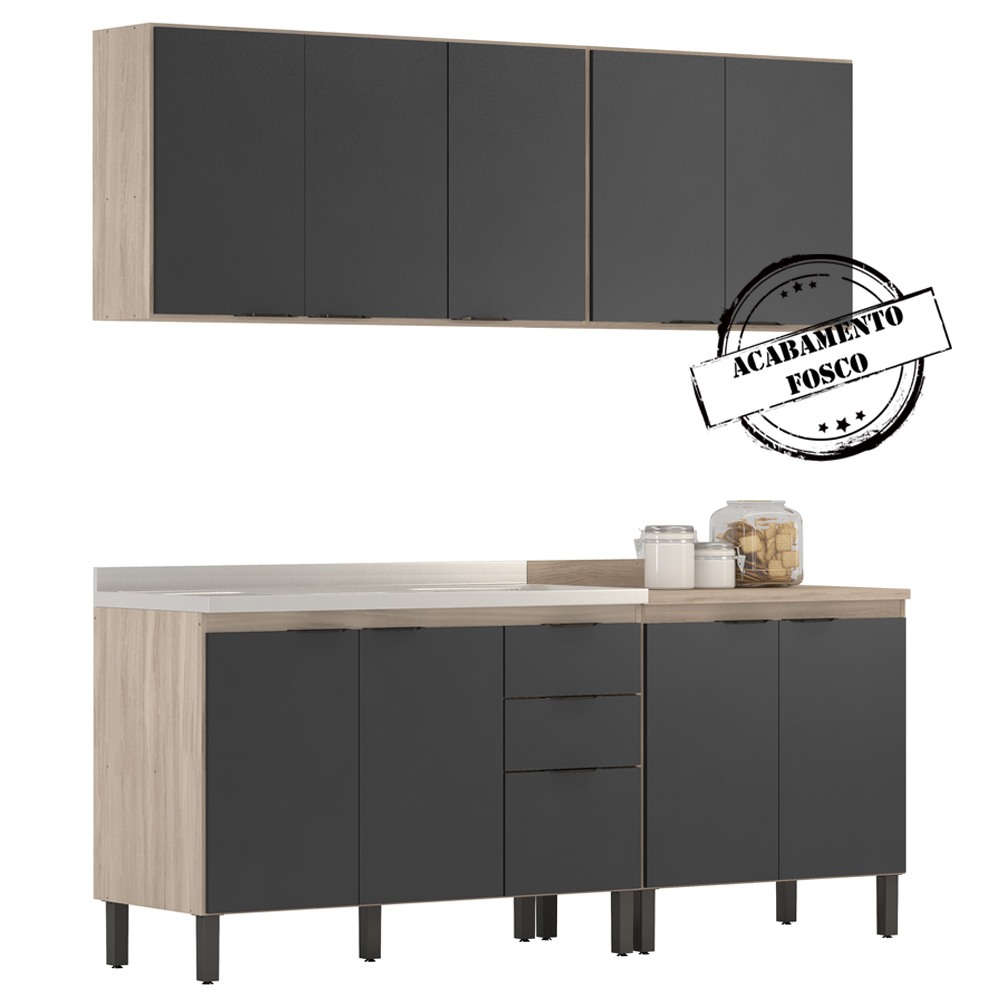 Cozinha Modulada 4 Peças FI0008 Avena Grafito Demobile