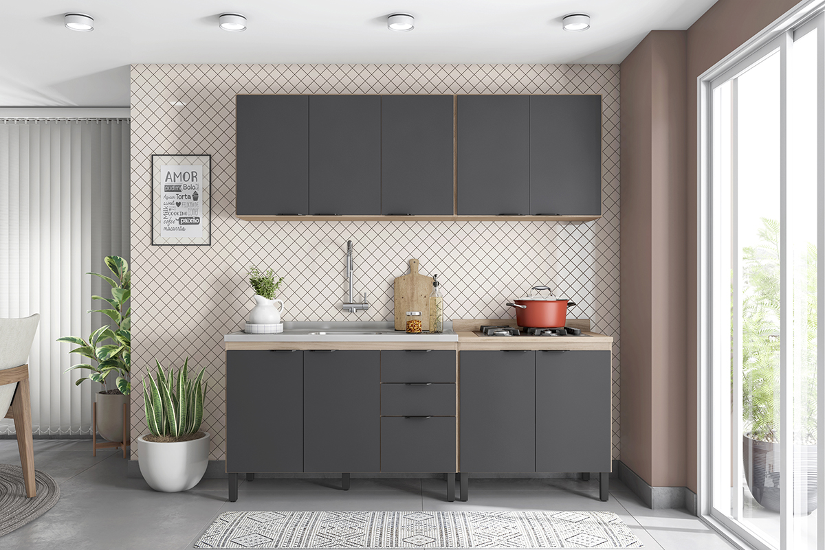 Cozinha Modulada 4 Peças FI0008 Avena Grafito Demobile