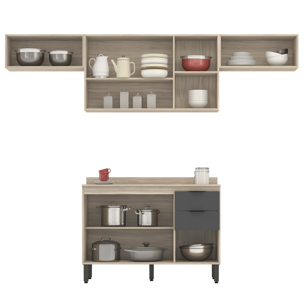 Cozinha Modulada 4 Peças FRCZ3 Avena Grafito Demobile