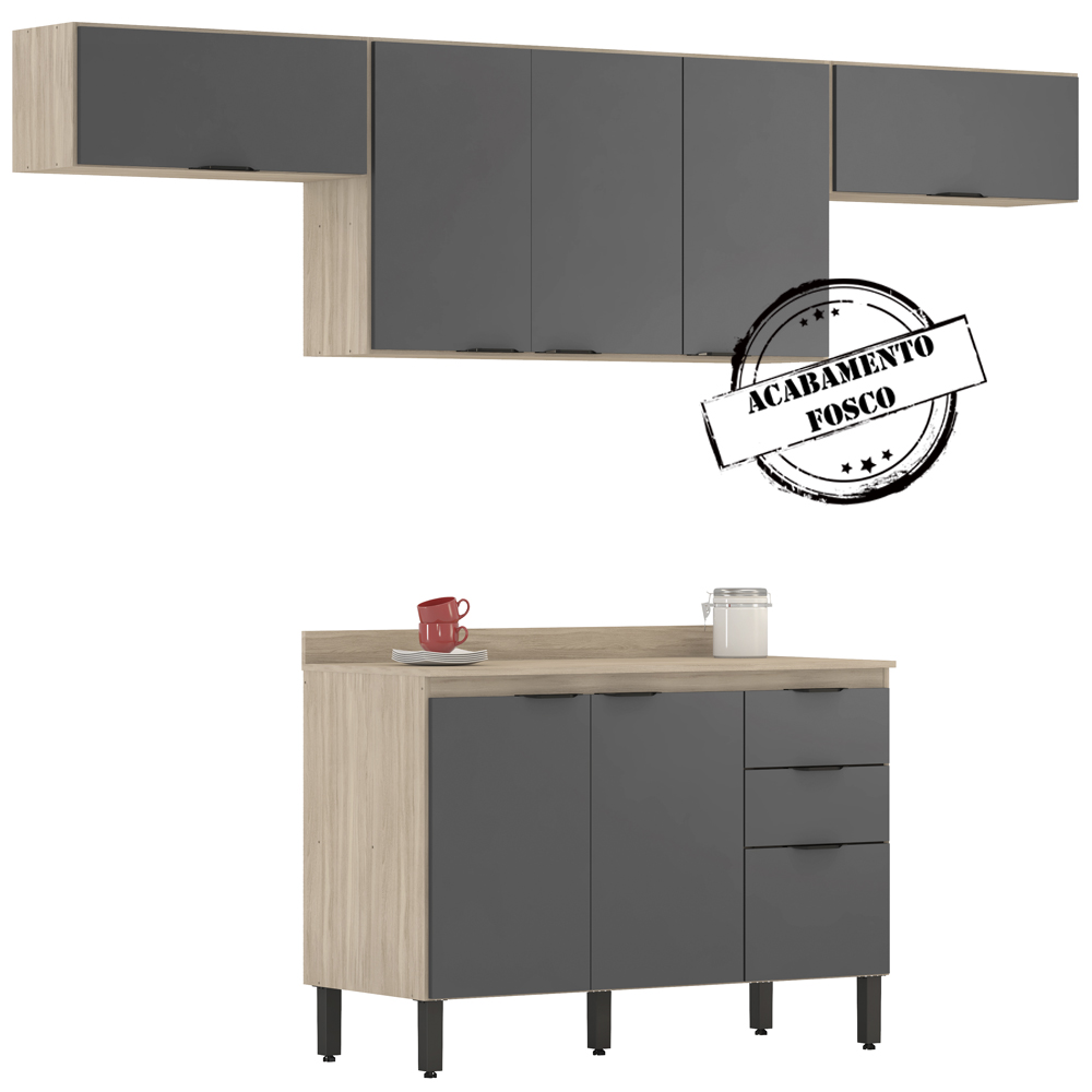 Cozinha Modulada 4 Peças FRCZ3 Avena Grafito Demobile