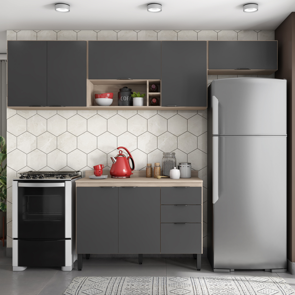 Cozinha Modulada 4 Peças FRCZ4 Avena Grafito Demobile