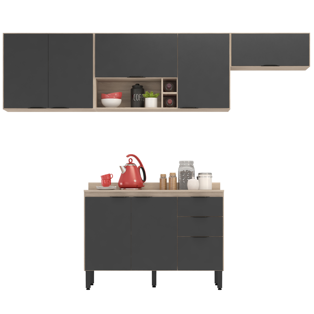 Cozinha Modulada 4 Peças FRCZ4 Avena Grafito Demobile
