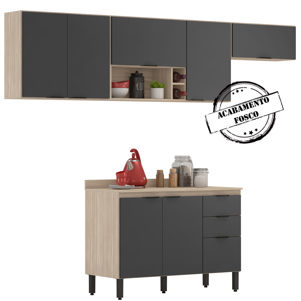 Cozinha Modulada 4 Peças FRCZ4 Avena Grafito Demobile
