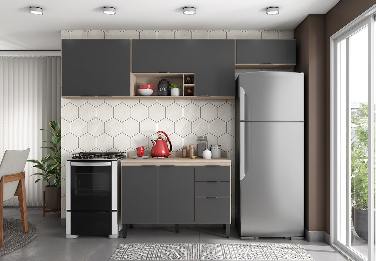 Cozinha Modulada 4 Peças FRCZ4 Avena Grafito Demobile