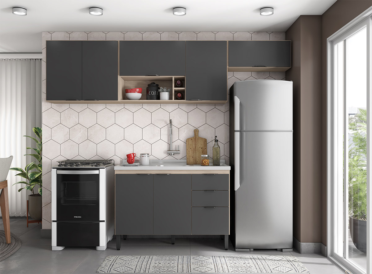 Cozinha Modulada 4 Peças FRCZ5 Avena Grafito Demobile