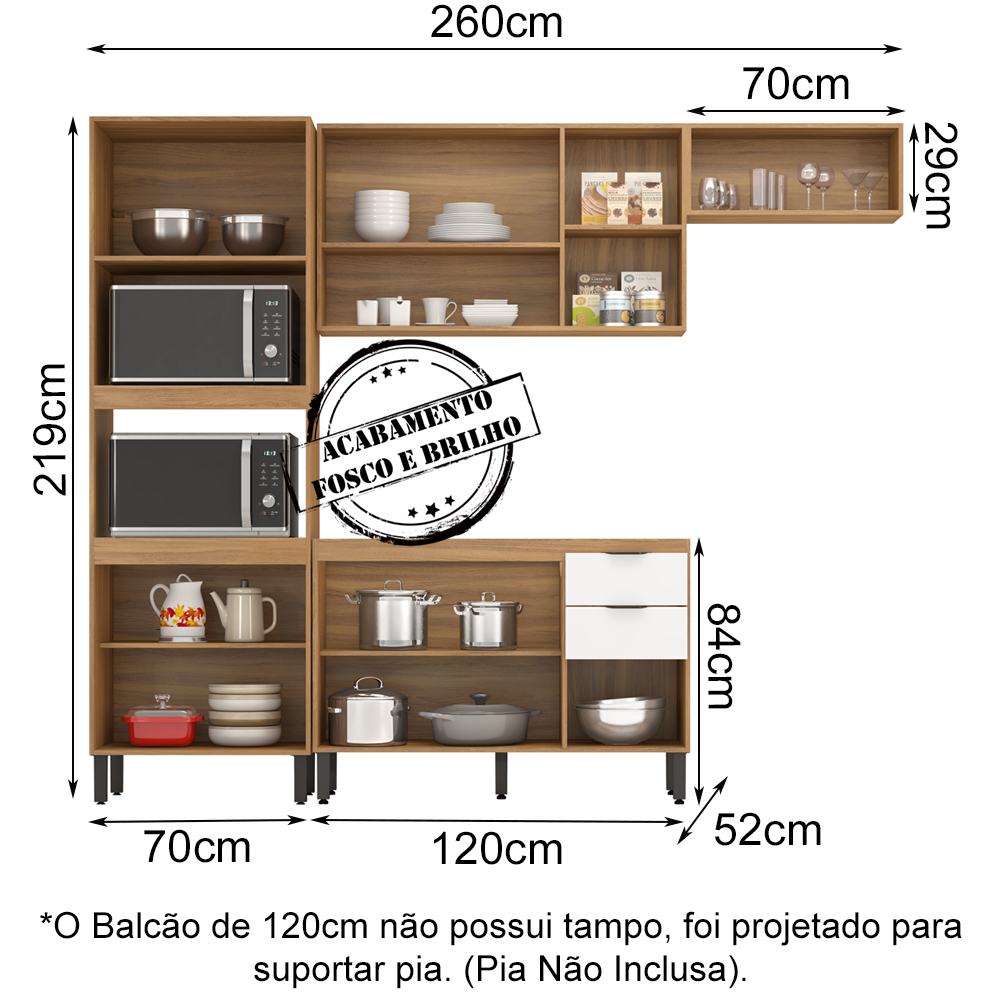 Cozinha Modulada 4 Peças FTM004 Amendola Branco Demobile