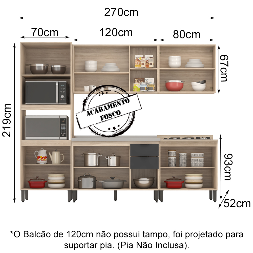 Cozinha Modulada 5 Peças FHR001 Avena Grafito Demobile