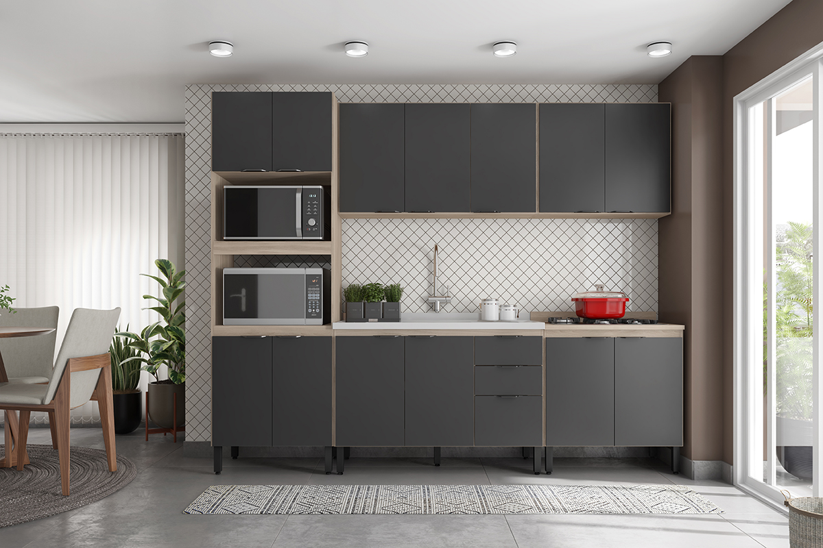 Cozinha Modulada 5 Peças FHR001 Avena Grafito Demobile
