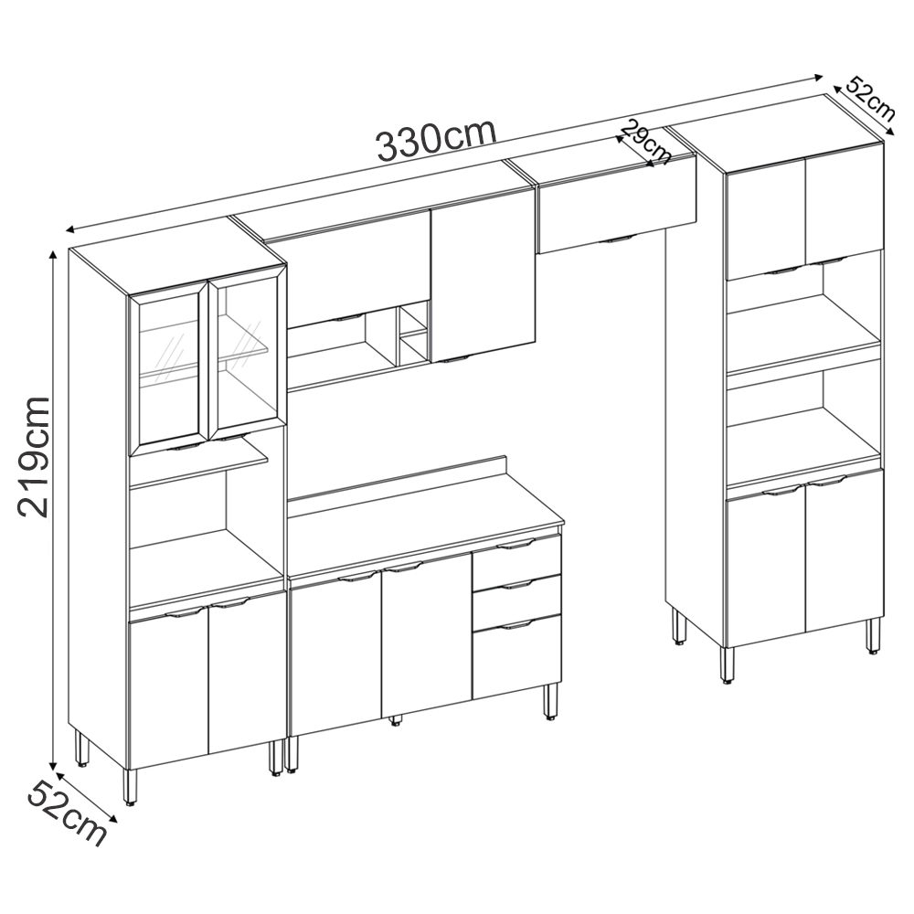 Cozinha Modulada 5 Peças FI0001 Amendola Branco Demobile