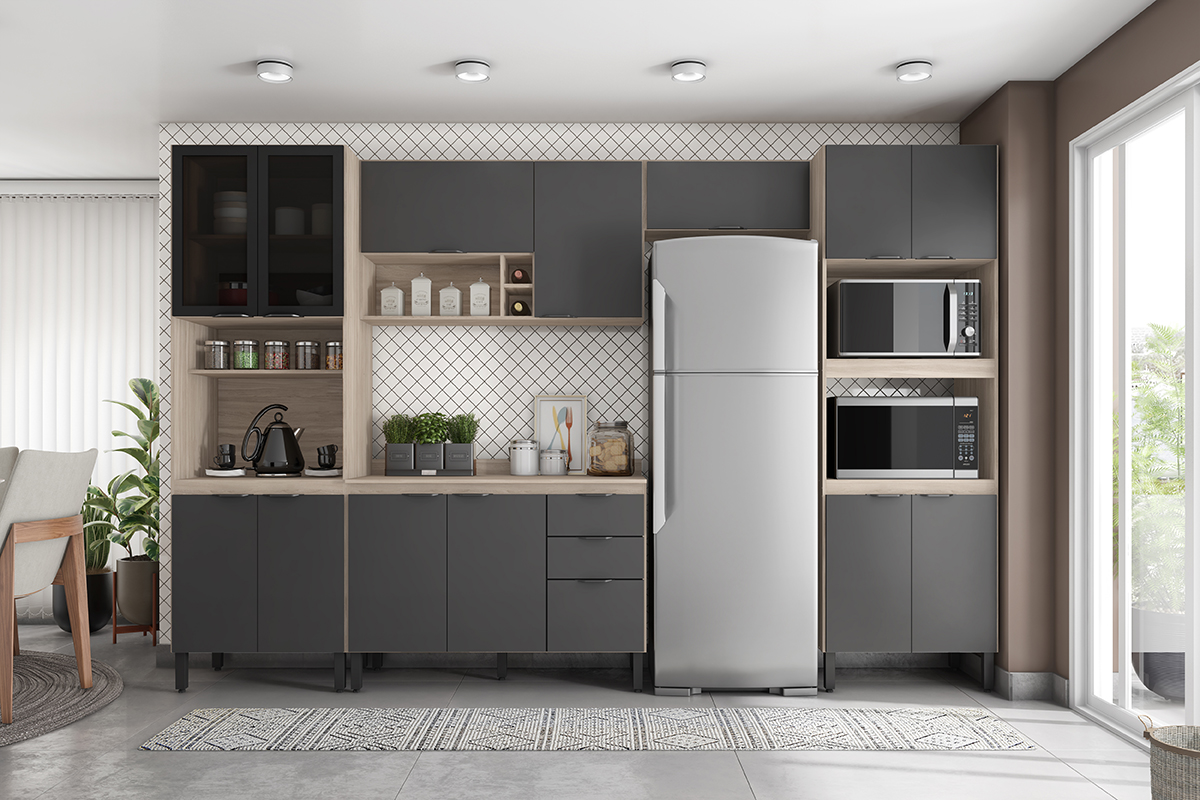Cozinha Modulada 5 Peças FI0001 Avena Grafito Demobile