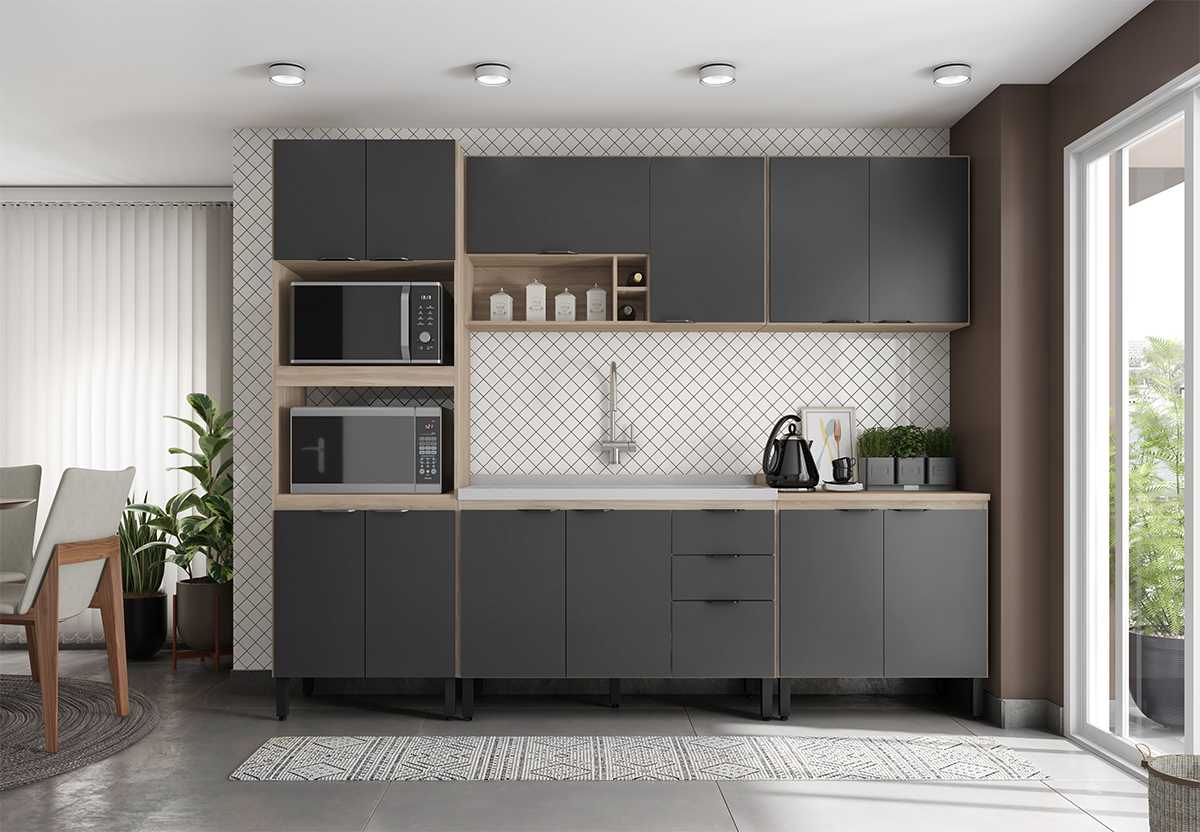 Cozinha Modulada 5 Peças FRCZ1 Avena Grafito Demobile