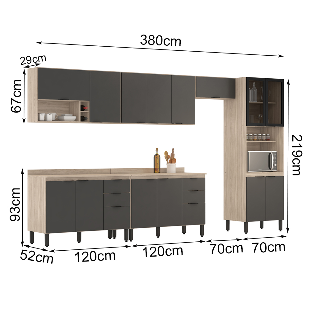 Cozinha Modulada 6 Peças FRCZ2 Avena Grafito Demobile