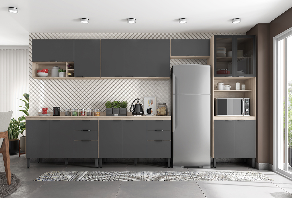 Cozinha Modulada 6 Peças FRCZ2 Avena Grafito Demobile