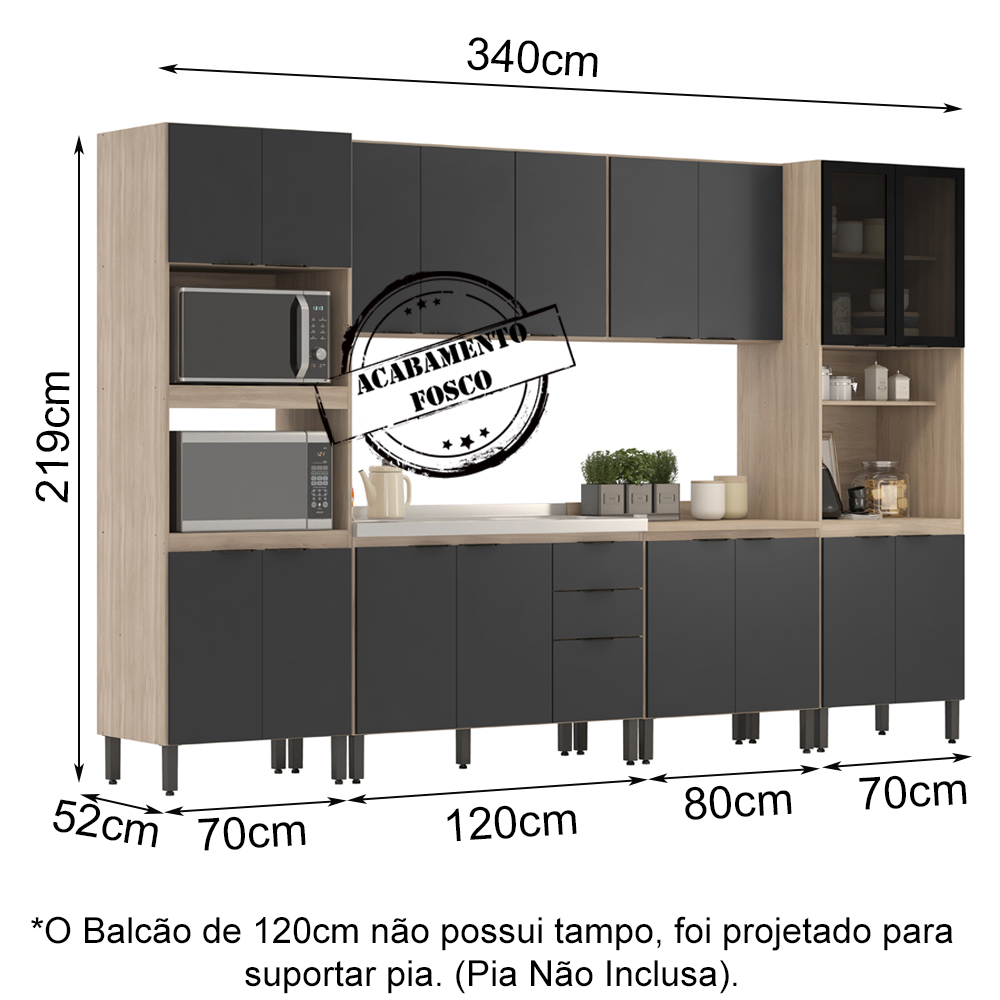 Cozinha Modulada 6 Peças FTM006 Avena Grafito Demobile