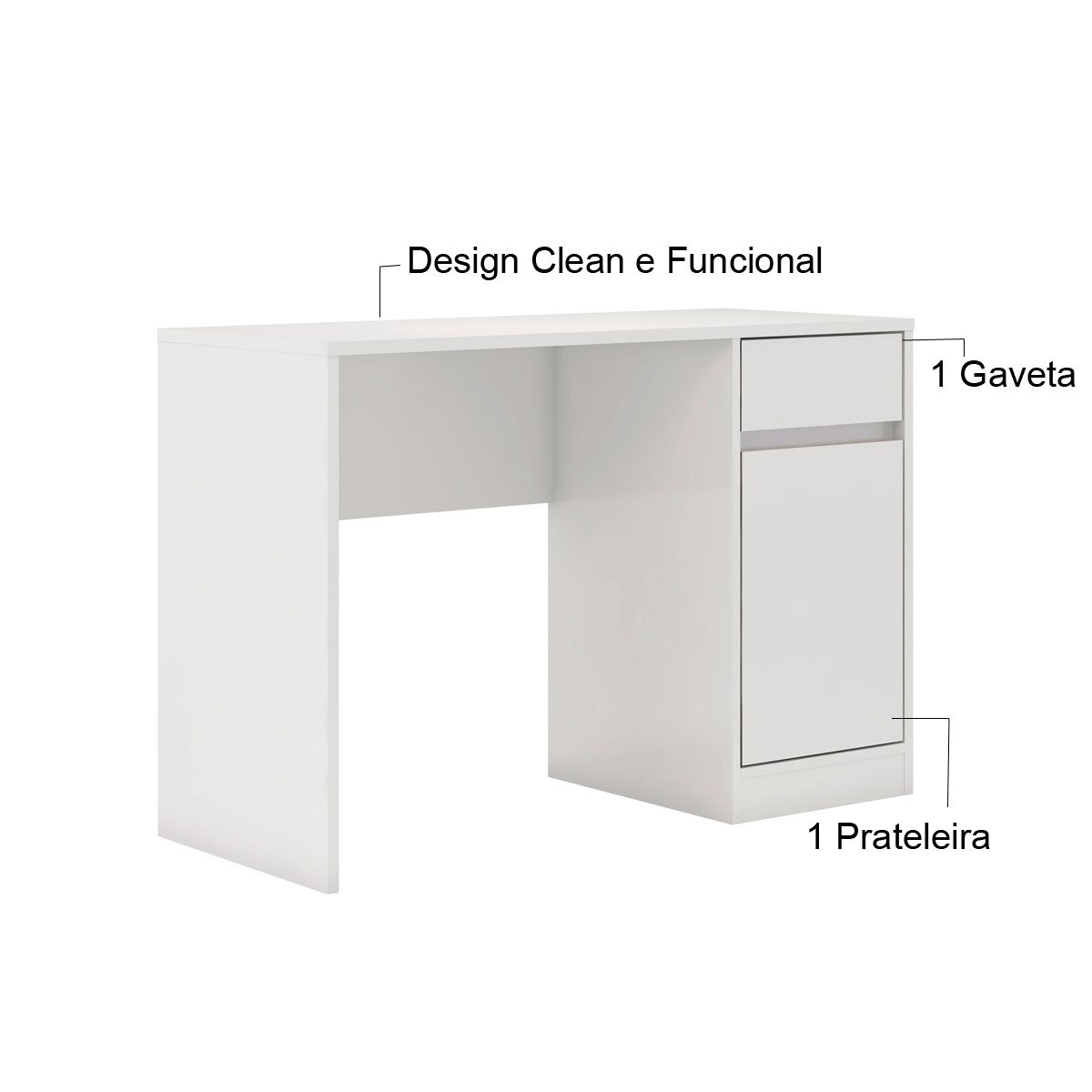 Escrivaninha Office 1 Gaveta 1 Porta Luna Branco