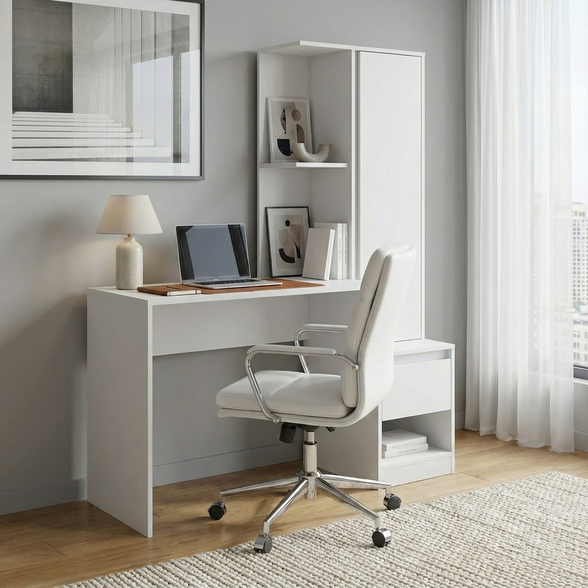 Escrivaninha com Armário Morada 1 PT 1 GV Branca