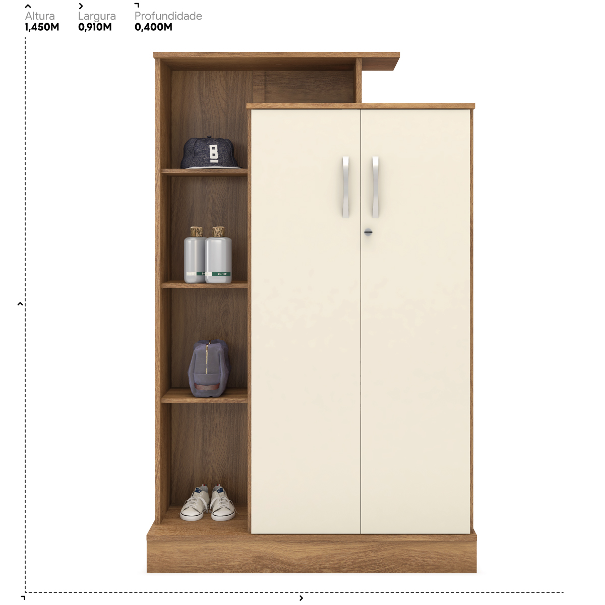 Estante Armário Multiuso Elite 91 cm 2 Portas c/ Chave - Armário Demobile