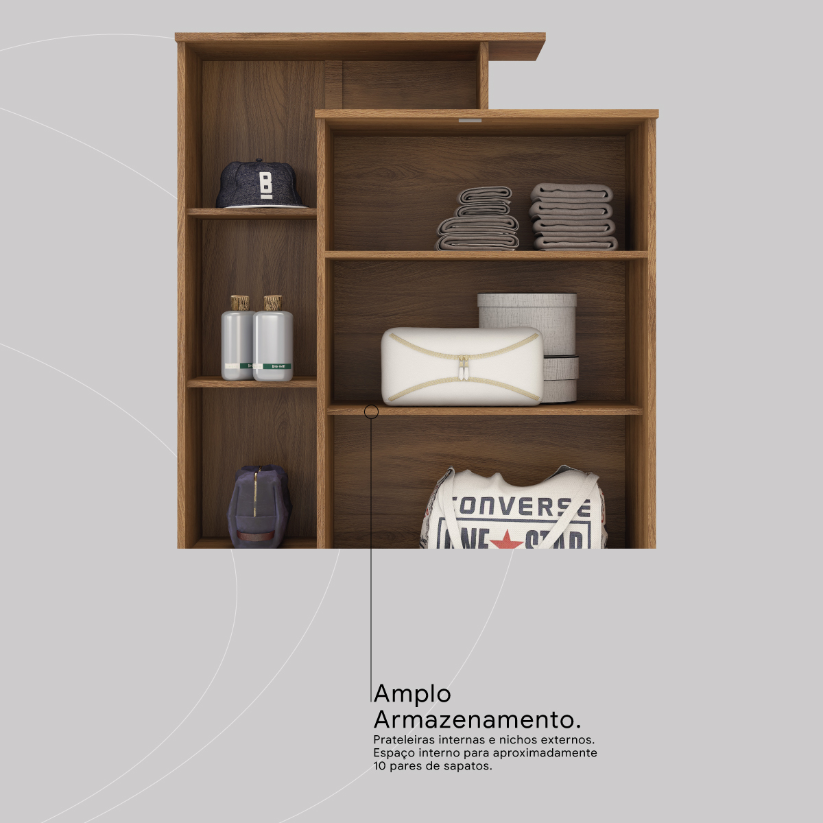 Estante Armário Multiuso Elite 91 cm 2 Portas c/ Chave - Armário Demobile