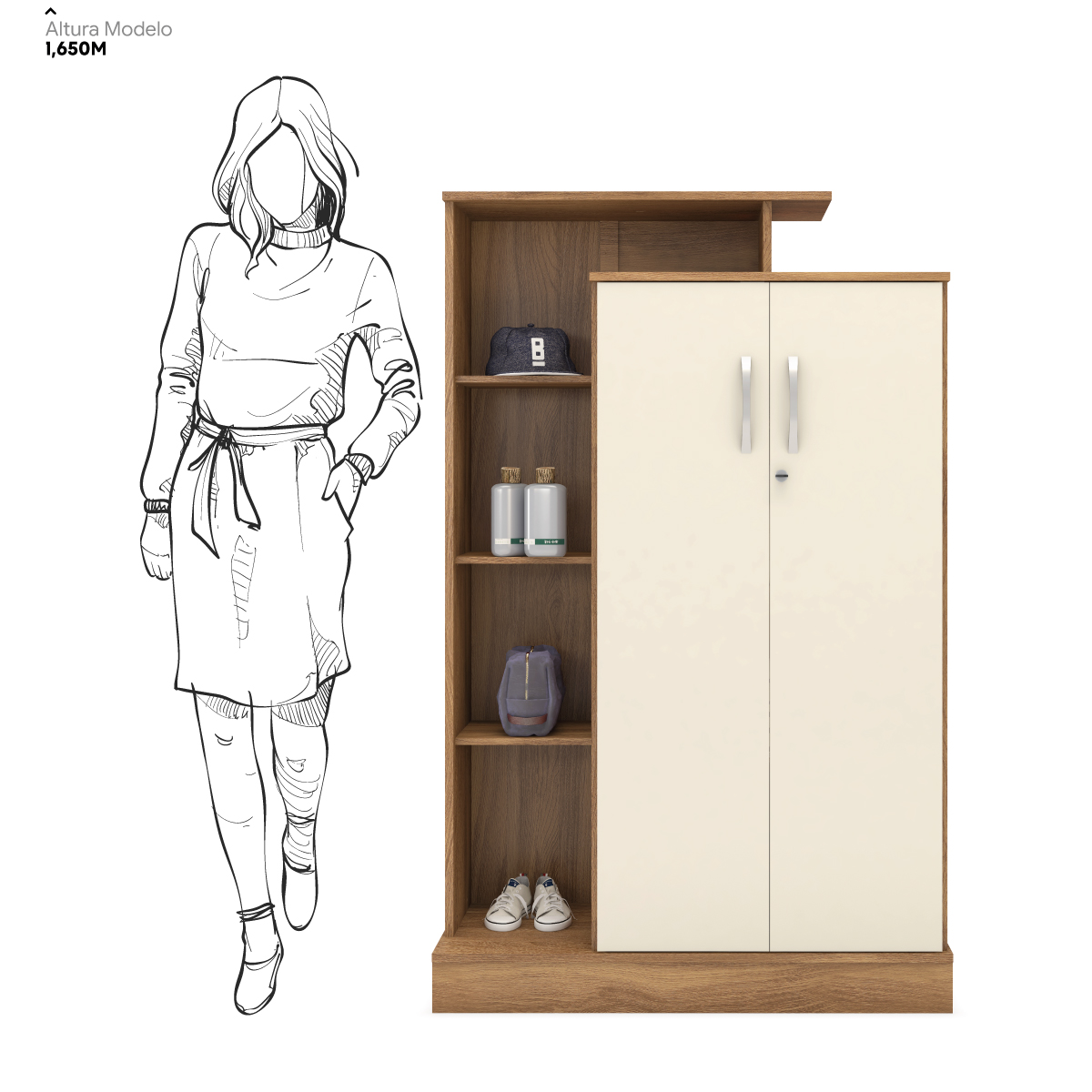 Estante Armário Multiuso Elite 91 cm 2 Portas c/ Chave - Armário Demobile