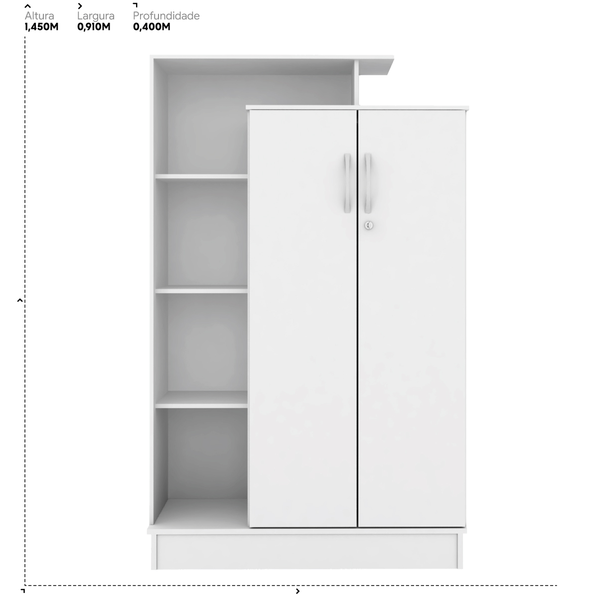 Estante Armário Multiuso Elite 91 cm 2 Portas c/ Chave - Armário Demobile