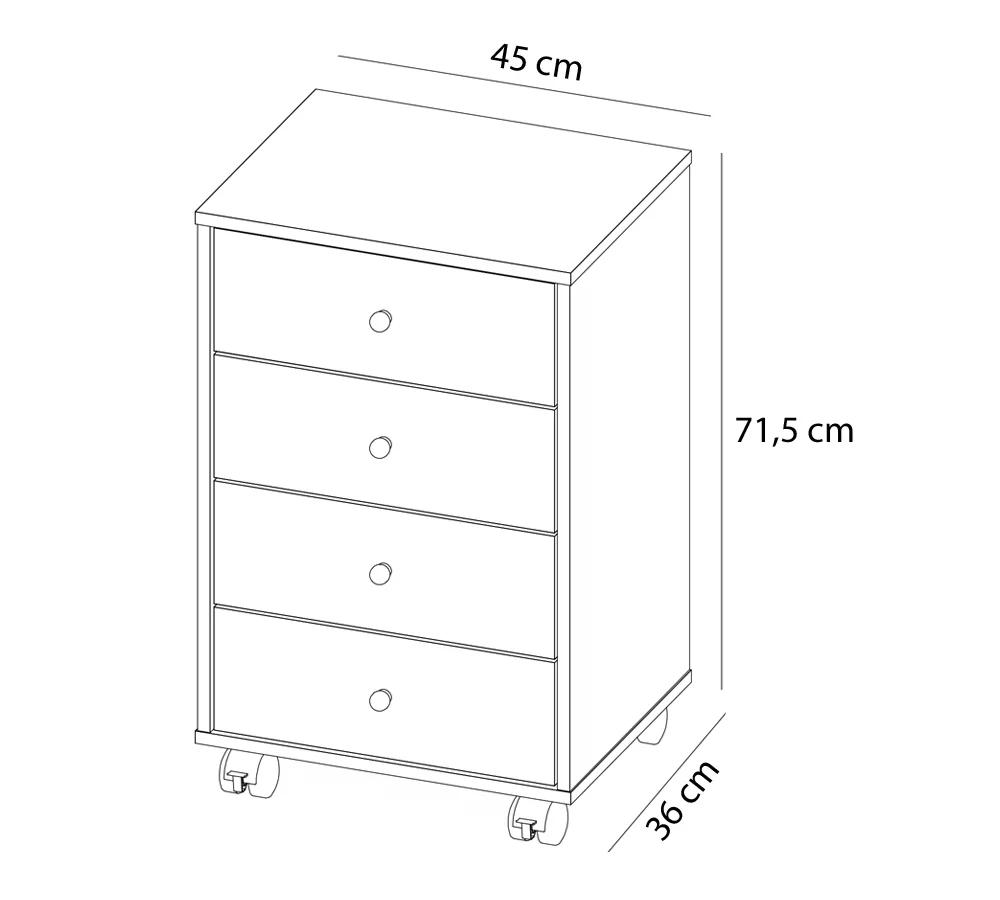 Gaveteiro Office Presence Com Rodizios 29110 Branco Demobile