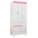 Guarda Roupa 3 Portas Fabi Branco Rosa