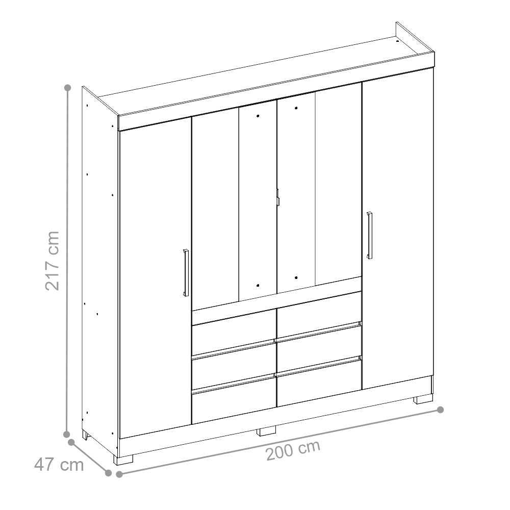 Guarda Roupa 4 Portas Reus Amendola