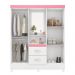 Guarda Roupa 4P Essen Branco/Rosa/Branco