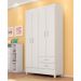 Guarda Roupa 4P Frankfurt Branco/Rosa/Branco