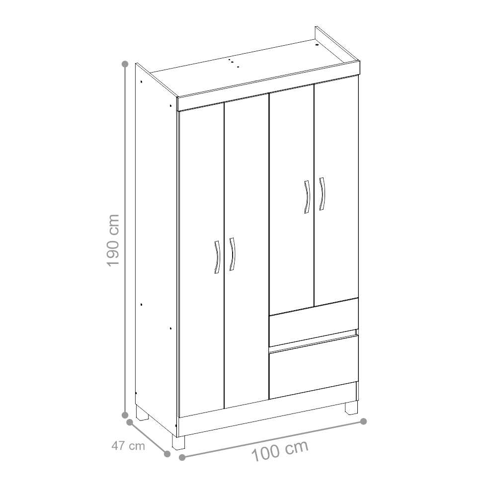 Guarda Roupa 4P Mainz Branco/Rosa