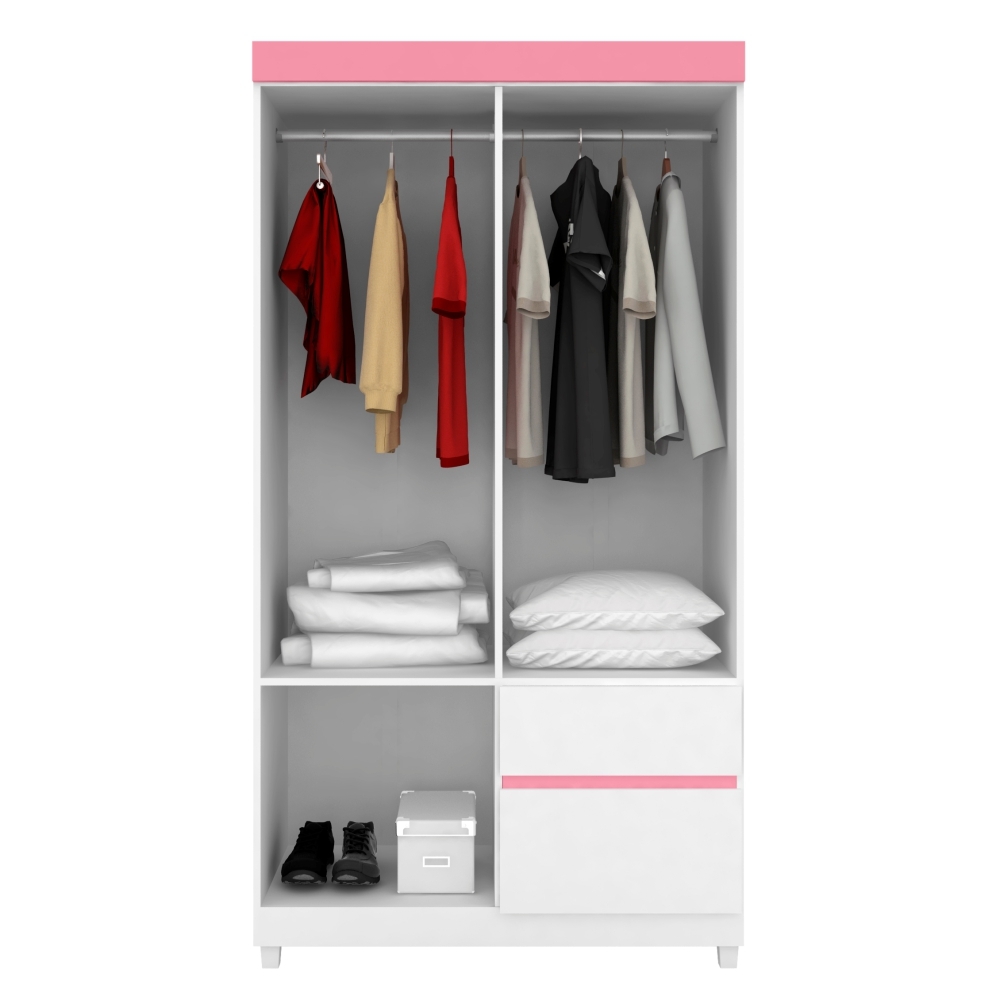 Guarda Roupa 4P Mainz Branco/Rosa
