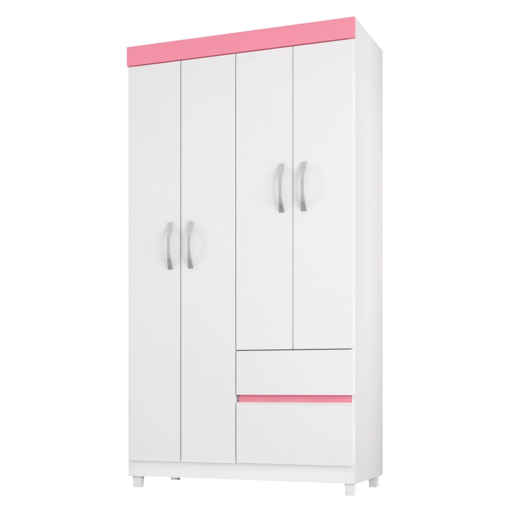 Guarda Roupa 4P Mainz Branco/Rosa