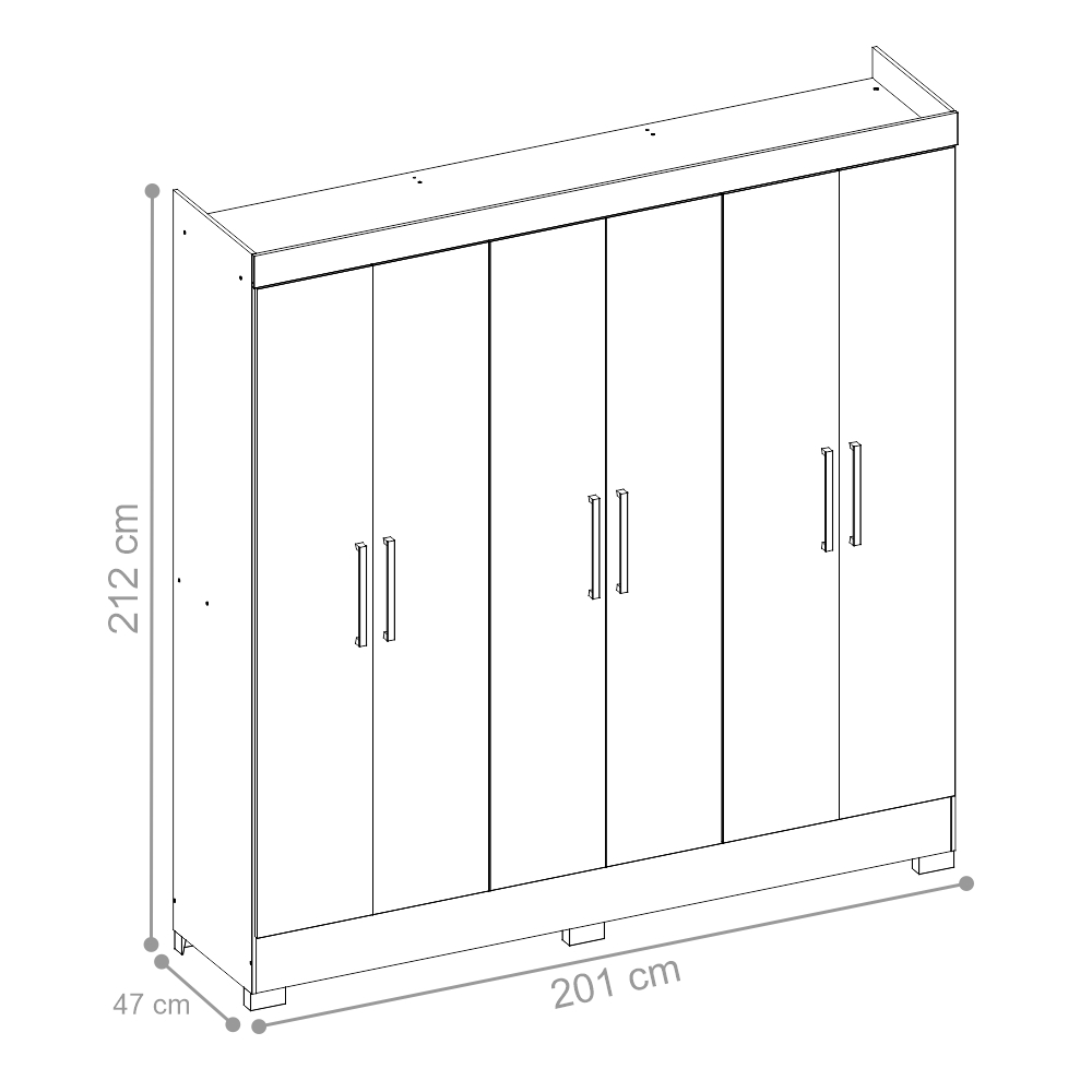 Guarda Roupa 6 Portas Bona Branco