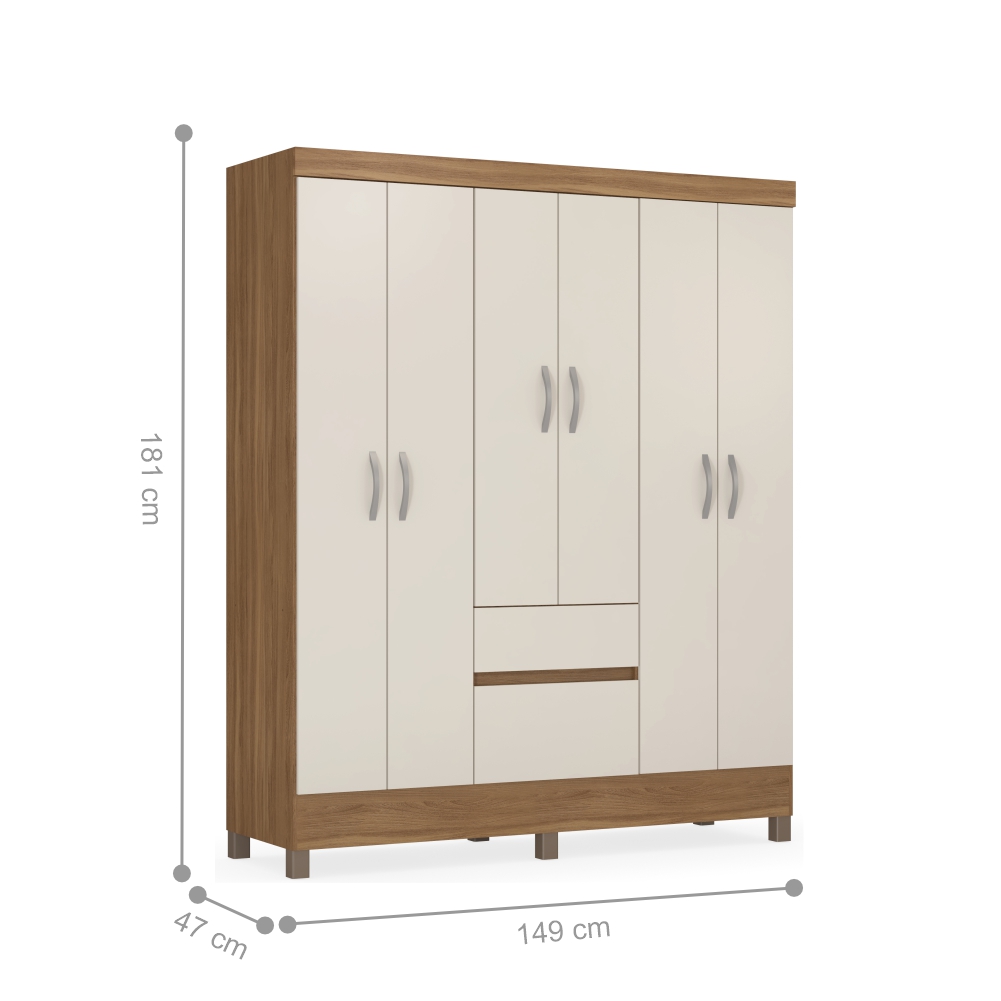 Guarda Roupa 6 Portas Forggia Amendola Off-White