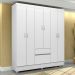 Guarda Roupa 6P Bremen Branco/Rosa/Branco