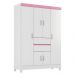 Guarda Roupa 6P Dresden Branco/Rosa/Branco