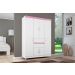 Guarda Roupa 6P Dresden Branco/Rosa/Branco