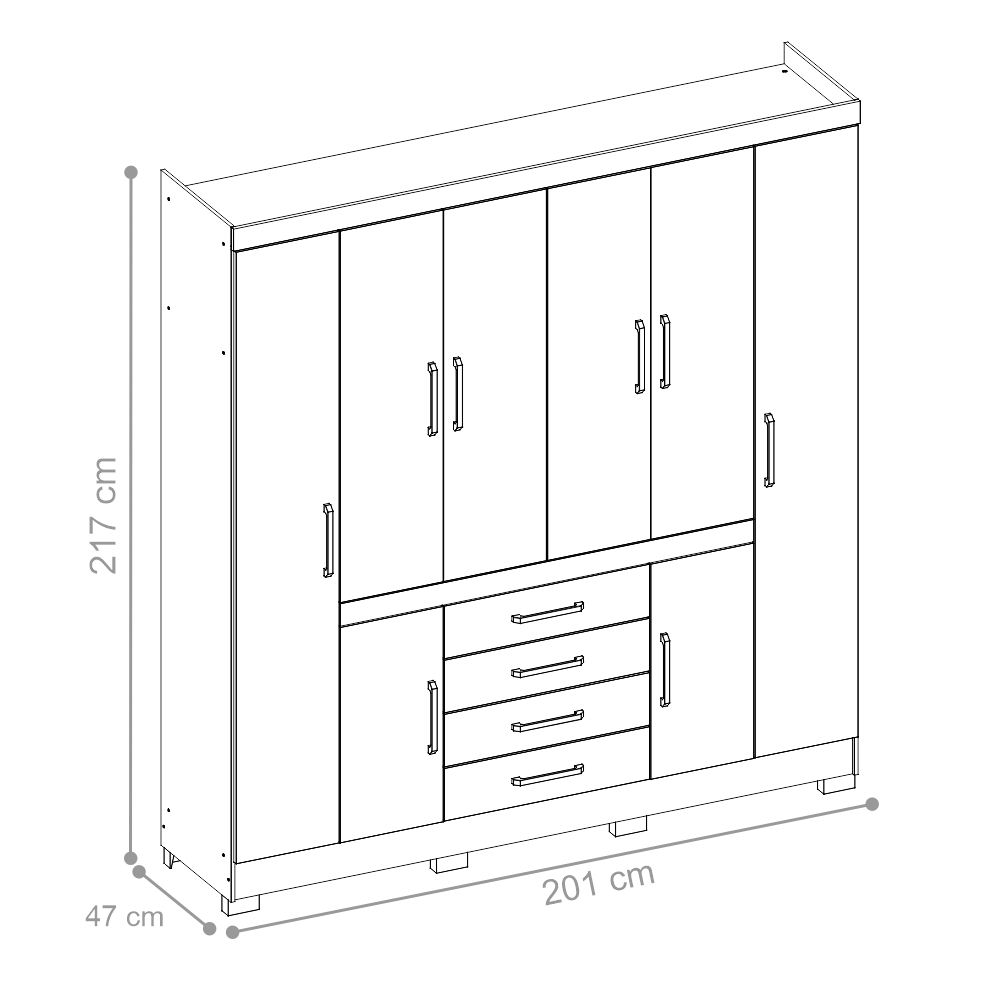 Guarda Roupa 8 Portas Jaen Branco