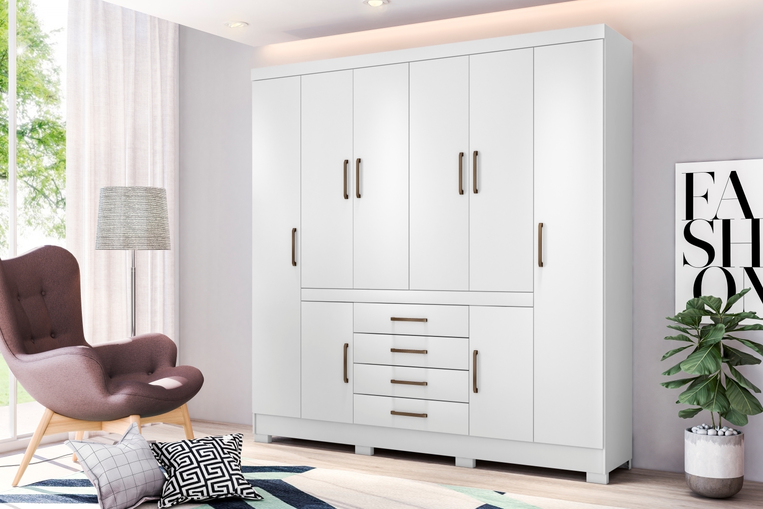 Guarda Roupa 8 Portas Jaen Branco