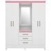 Guarda Roupa Capelinha 4 PT Com Espelho 43220 Branco Rosa Flex Demobile