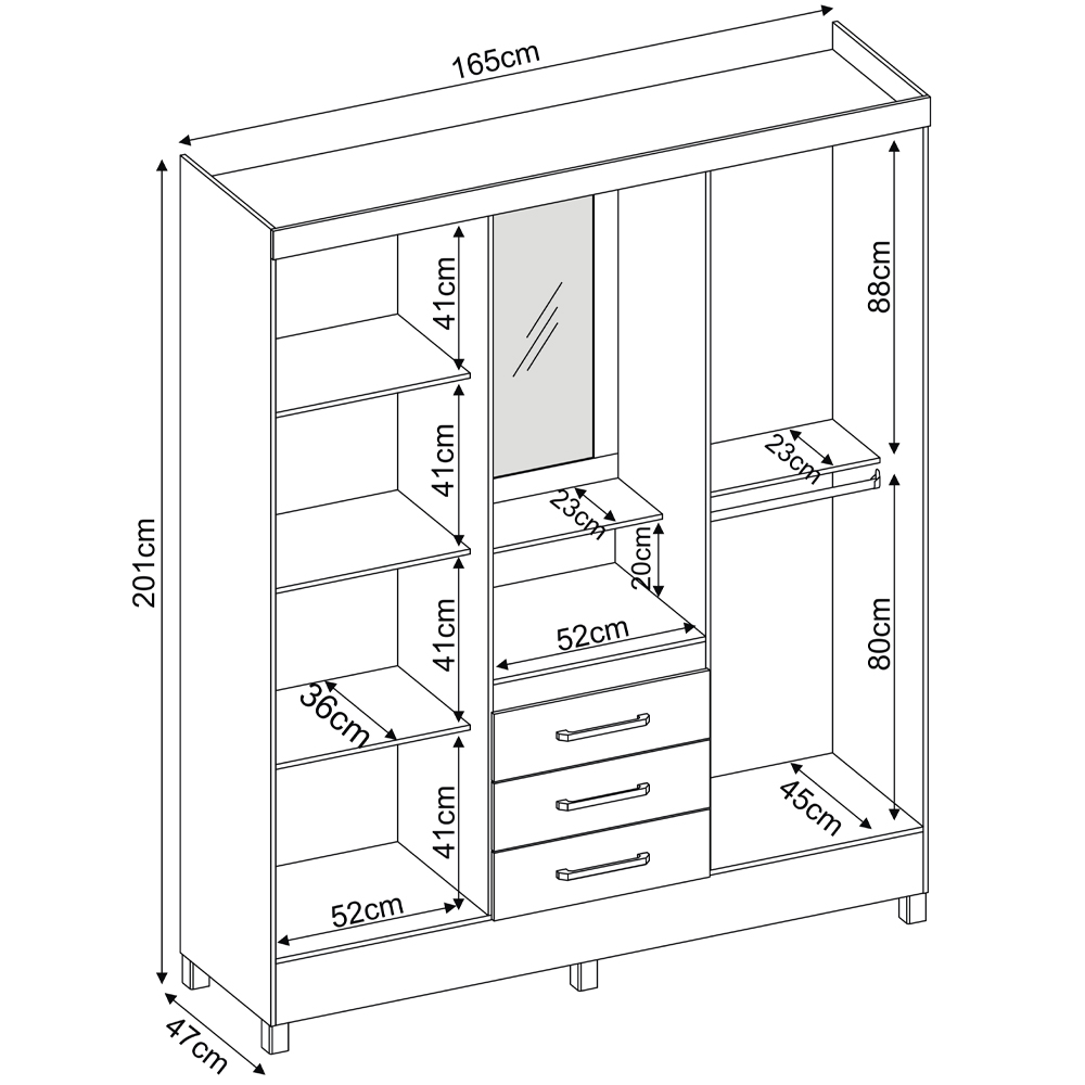 Guarda Roupa Capelinha 4 PT Com Espelho 43220 Branco Rosa Flex Demobile