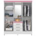 Guarda Roupa Capelinha 4 PT Com Espelho 43220 Branco Rosa Flex Demobile