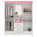 Guarda Roupa Capelinha 4 Portas 42220 Branco Rosa Flex Demobile