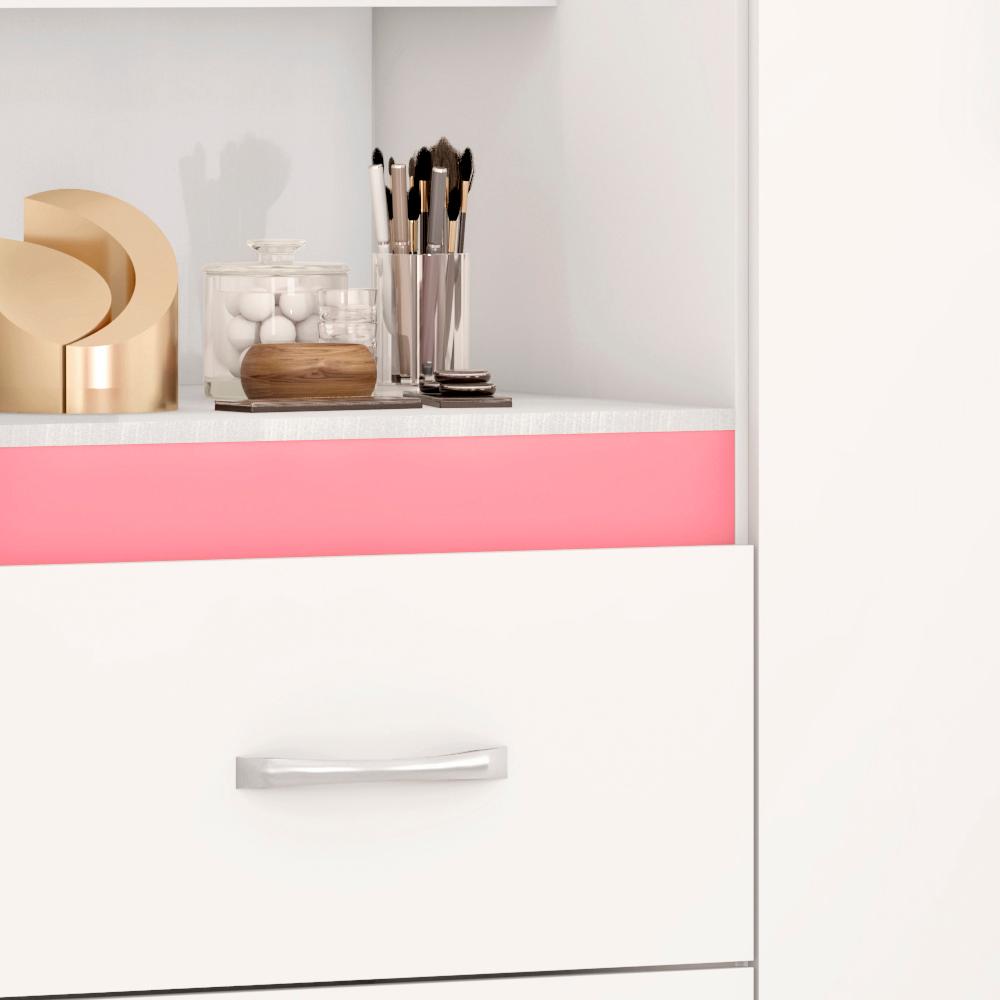 Guarda Roupa Capelinha 4 Portas 42220 Branco Rosa Flex Demobile