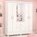 Guarda Roupa Capelinha 4 Portas 42220 Branco Rosa Flex Demobile