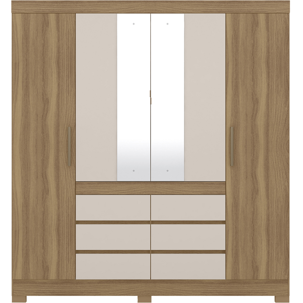 Guarda Roupa Casal 04 Portas Com Espelho 66510 Amendola Off White Demobile